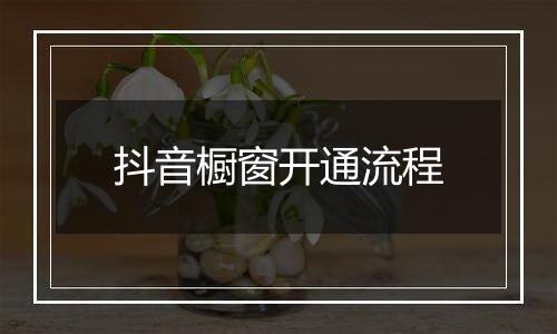 抖音橱窗开通流程