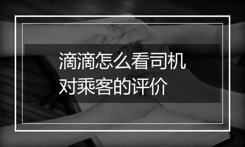 滴滴怎么看司机对乘客的评价