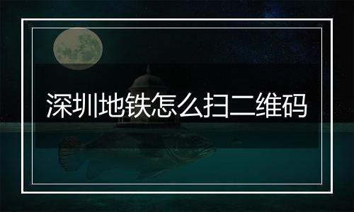 深圳地铁怎么扫二维码
