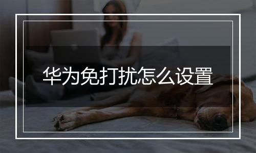 华为免打扰怎么设置