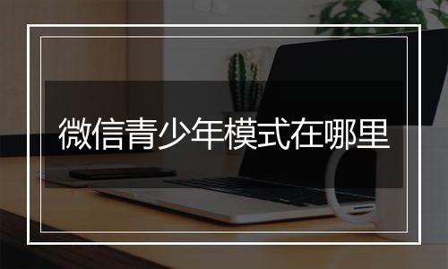 微信青少年模式在哪里