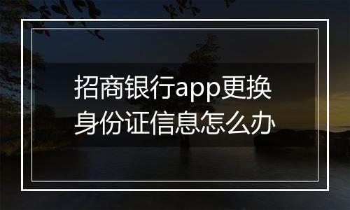 招商银行app更换身份证信息怎么办