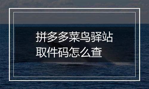 拼多多菜鸟驿站取件码怎么查