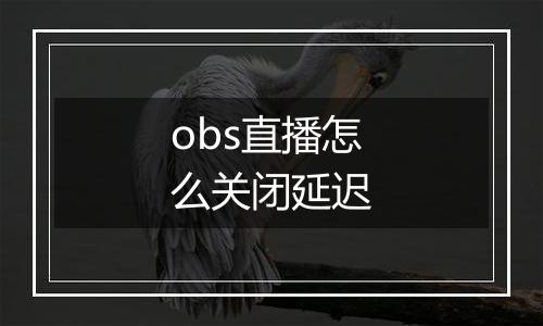 obs直播怎么关闭延迟