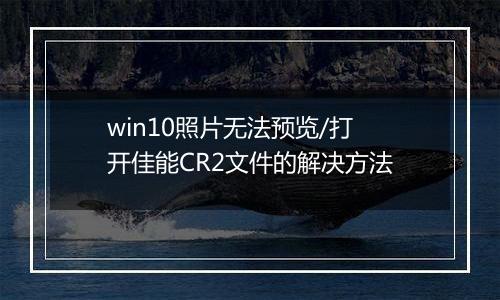 win10照片无法预览/打开佳能CR2文件的解决方法