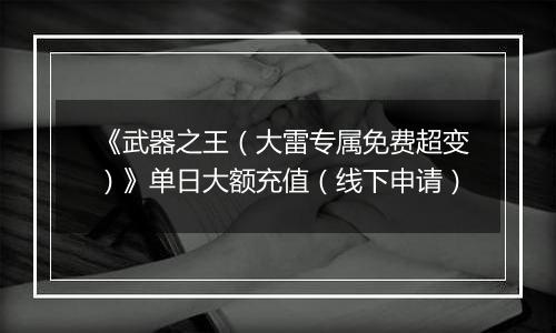 《武器之王（大雷专属免费超变）》单日大额充值（线下申请）