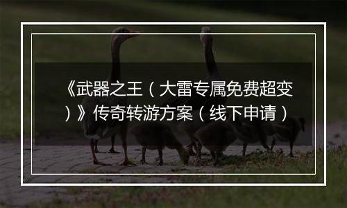 《武器之王（大雷专属免费超变）》传奇转游方案（线下申请）