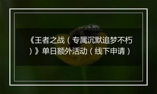 《王者之战（专属沉默追梦不朽）》单日额外活动（线下申请）