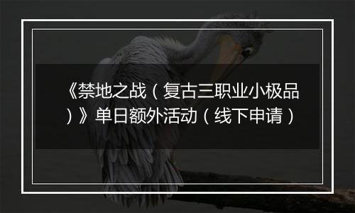 《禁地之战（复古三职业小极品）》单日额外活动（线下申请）