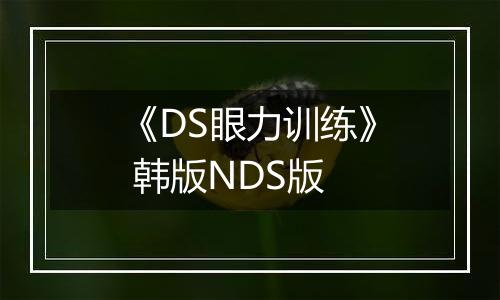 《DS眼力训练》 韩版NDS版